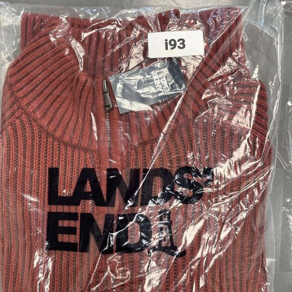 NEW Lands’ End Men’s L Ribbed Knit Sweater Mock neck Red Rust 100% Cotton i93 - Picture 10 of 10